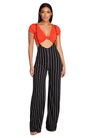 Poised Pinstripes Suspender Pants