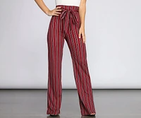 High Waist Striped Trousers