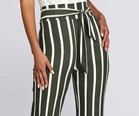 Chic Striped Tie Waist Pants