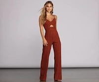 Zero Keyhole Striped Jumpsuit