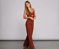 Zero Keyhole Striped Jumpsuit