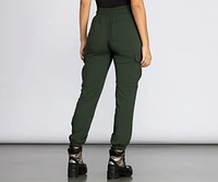 High Waist Knit Cargo Joggers