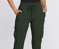 High Waist Knit Cargo Joggers