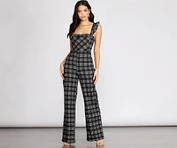 Time To Play Ruffle Plaid Jumpsuit