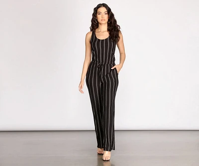 Stripe Decision Sleeveless Jumpsuit