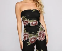 Budding Romance Strapless Floral Jumpsuit