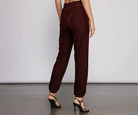 Luxe Velvet High Rise Joggers