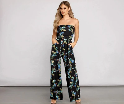 Island Vibes Floral Strapless Jumpsuit