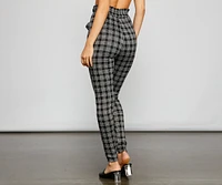 Major Style Plaid Paperbag Pants