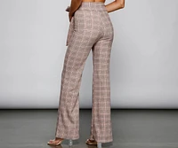 So Chic High Waist Plaid Flared Pants