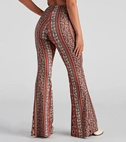 Cool Vibes Border Print Flare Pants