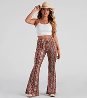 Cool Vibes Border Print Flare Pants