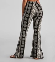 Elephant Print Bohemian Flare Pants