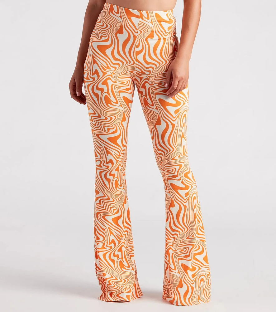 Total Jetsetter Swirl Print Flare Pants