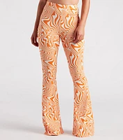 Total Jetsetter Swirl Print Flare Pants