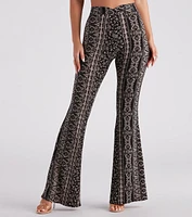 Boho Wanderer Cross High Waist Flare Pants