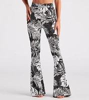 Resort Bound Tropical Print Flare Pants