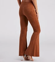 Stylish Pick Faux Suede Flare Pants