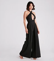 Cutie Crossing Halter Wide-Leg Jumpsuit