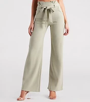 Workwear Chic Paperbag Wide-Leg Pants