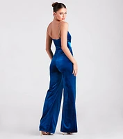 Luxe To The Touch Velvet Chain Strap Jumpsuit