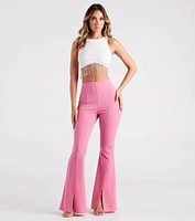 Split Decision Crepe Flare Pants