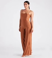 Stylish Sheen Sleeveless Wide-Leg Jumpsuit