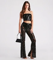 Glitzy Night Out Sequin Flare Pants