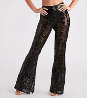 Glitzy Night Out Sequin Flare Pants