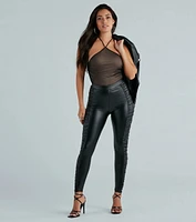 Major Strut Ruched Faux Leather Leggings