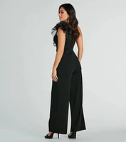 Editorial Babe One-Shoulder Ruffle Jumpsuit