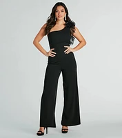 Editorial Babe One-Shoulder Ruffle Jumpsuit