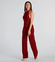 Spark Of Glamour Halter Backless Jumpsuit