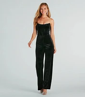 She's Luxe Velvet Corset Jumpsuit