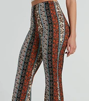 Wanderlust Paisley Print Knit Flare Pants