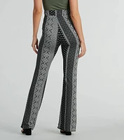 Breezy Vibes Boho Print Knit Flare Pants