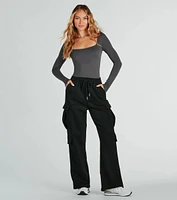 Kicking Back Cargo Wide-Leg Sweatpants