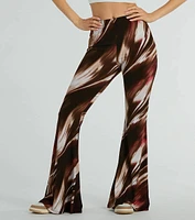 Brush Stroke High-Rise Flare Pants