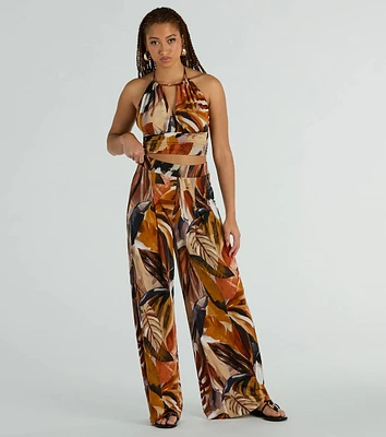 Vacay Ready Tropical Knit Wide-Leg Pants