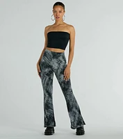 Got The Blues High Rise Denim Print Flare Pants