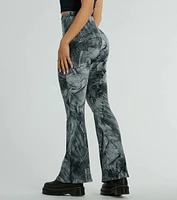 Got The Blues High Rise Denim Print Flare Pants