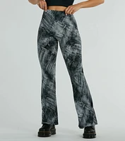 Got The Blues High Rise Denim Print Flare Pants