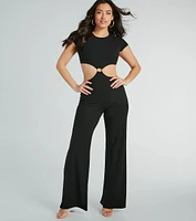 Tie Me Right Cutout Open Back Flare Jumpsuit