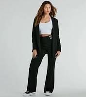 Chic Confidence Buckle Accent Trouser Pants