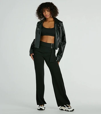 Walk The High Rise Belted Crepe Trouser Pants