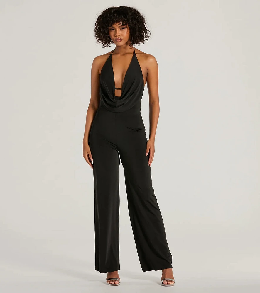 Impressive Momemt Cowl Neck Strappy Wide-Leg Jumpsuit