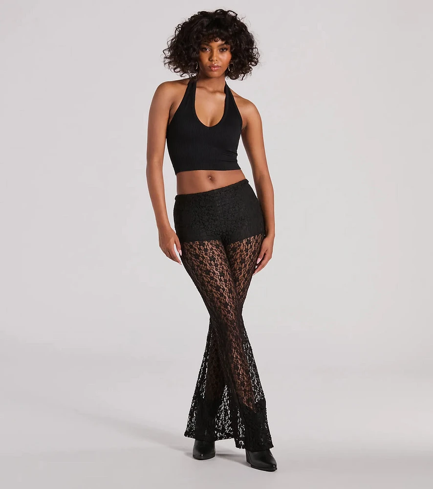 Sensational Trend High Rise Flare Lace Pants