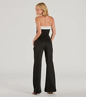 Thinking Out Loud Strapless Wide-Leg Jumpsuit