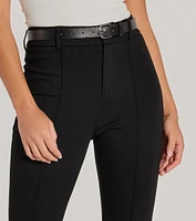 Modern Muse Ponte Knit Belted Tapered Pants