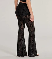 Chic The Wild Cheetah Print Flared Mesh Pants